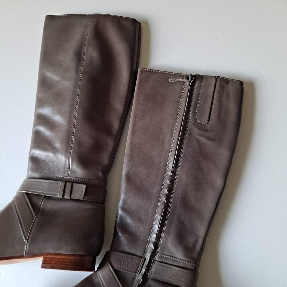 Cole Haan Russell Leather Equestrian Riding Boots Ironstone Gray Women Size 7.5 - Picture 11 of 16